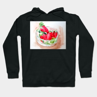 Bowl of Strawberries Watercolor Painting Hoodie